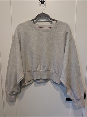 TNA Light Gray Crewneck Sweatshirt with Red & Navy Trim